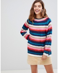 Женский разноцветный свитер с круглым вырезом в горизонтальную полоску от Willow and Paige