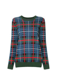 Разноцветный свитер с круглым вырезом в шотландскую клетку