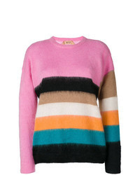Разноцветный свитер с круглым вырезом из мохера