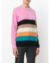 Женский разноцветный свитер с круглым вырезом из мохера в горизонтальную полоску от N°21