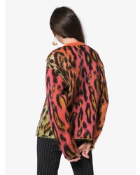 Женский разноцветный свитер с круглым вырезом из мохера с леопардовым принтом от Stella McCartney