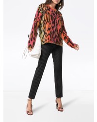 Женский разноцветный свитер с круглым вырезом из мохера с леопардовым принтом от Stella McCartney