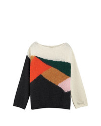 Женский разноцветный свитер с круглым вырезом с геометрическим рисунком от Burberry