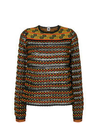 Разноцветный свитер с круглым вырезом с жаккардовым узором