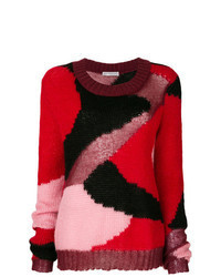 Разноцветный свитер с круглым вырезом с камуфляжным принтом