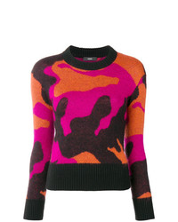 Женский разноцветный свитер с круглым вырезом с камуфляжным принтом от Diesel