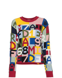 Женский разноцветный свитер с круглым вырезом с принтом от Frame Denim