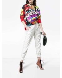 Женский разноцветный свитер с круглым вырезом с принтом от Moschino