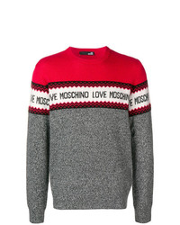 Мужской разноцветный свитер с круглым вырезом с принтом от Love Moschino