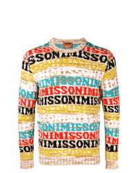 Мужской разноцветный свитер с круглым вырезом с принтом от Missoni
