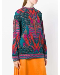 Женский разноцветный свитер с круглым вырезом с принтом от M Missoni