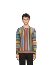 Мужской разноцветный свитер с круглым вырезом с принтом от Paul Smith