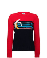Женский разноцветный свитер с круглым вырезом с принтом от Prada