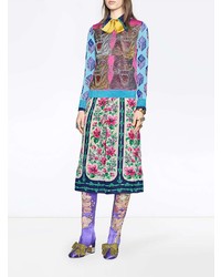 Женский разноцветный свитер с круглым вырезом с принтом от Gucci