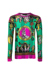 Мужской разноцветный свитер с круглым вырезом с принтом от Versace
