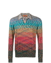 Мужской разноцветный свитер с круглым вырезом с ромбами от Missoni