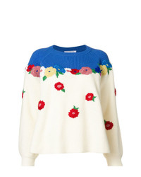 Женский разноцветный свитер с круглым вырезом с цветочным принтом от Vivetta