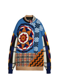 Мужской разноцветный свитер с круглым вырезом от Burberry