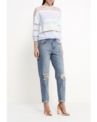 Женский разноцветный свитер с круглым вырезом от LOST INK