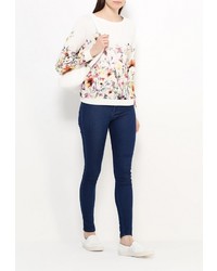 Женский разноцветный свитер с круглым вырезом от Sela