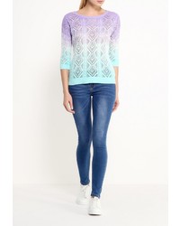 Женский разноцветный свитер с круглым вырезом от Sela