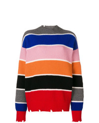 Разноцветный свободный свитер в горизонтальную полоску от MSGM