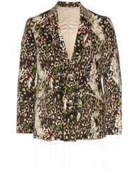 Разноцветный хлопковый пиджак с принтом