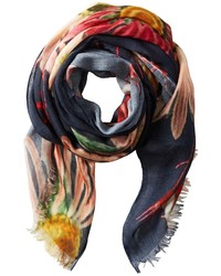 Разноцветный шарф с цветочным принтом
