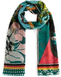 Женский разноцветный шарф с цветочным принтом от Etro