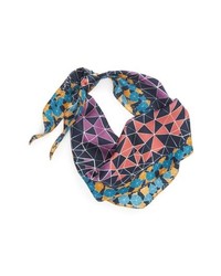 Разноцветный шелковый шарф с геометрическим рисунком