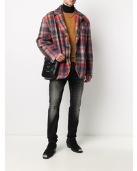 Мужской разноцветный шерстяной пиджак в шотландскую клетку от DSQUARED2