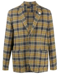 Мужской разноцветный шерстяной пиджак в шотландскую клетку от Lardini