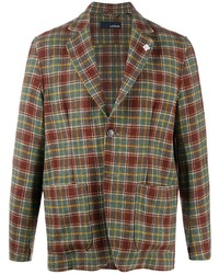 Мужской разноцветный шерстяной пиджак в шотландскую клетку от Lardini