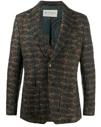 Разноцветный шерстяной пиджак с принтом