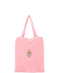 Розовая бархатная большая сумка с вышивкой от Jupe By Jackie