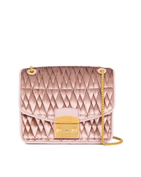 Розовая бархатная сумка через плечо от Furla