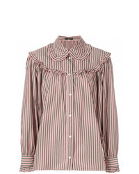 Розовая блуза на пуговицах в вертикальную полоску от Alexa Chung