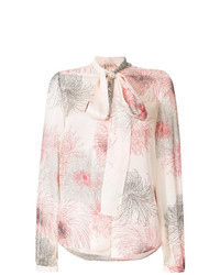 Розовая блуза на пуговицах с принтом