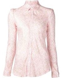 Розовая блуза на пуговицах с цветочным принтом