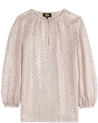 Розовая блуза с коротким рукавом с леопардовым принтом