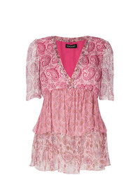 Розовая блуза с коротким рукавом с "огурцами" от Twin-Set