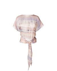 Розовая блуза с коротким рукавом с принтом тай-дай от Raquel Allegra