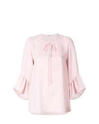 Розовая блуза с коротким рукавом с рюшами от P.A.R.O.S.H.