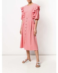 Розовая блуза с коротким рукавом с рюшами от Lf Markey