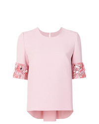 Розовая блуза с коротким рукавом с украшением