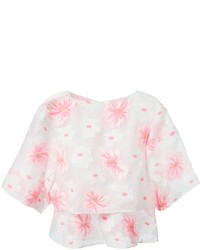 Розовая блуза с коротким рукавом с цветочным принтом