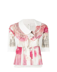 Розовая блуза с коротким рукавом с цветочным принтом от Comme Des Garcons Comme Des Garcons