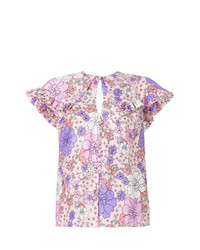 Розовая блуза с коротким рукавом с цветочным принтом от Magda Butrym