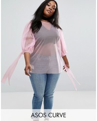 Розовая блузка в сеточку от Asos