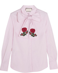 Розовая блузка с вышивкой от Gucci